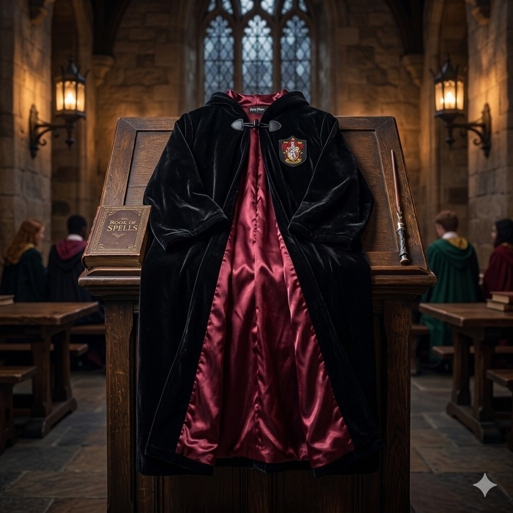 ๐ Harry Potter Unisex Gryffindor Heavyweight Blk Velvet Robe Cosplay Halloween - Picture 2 of 16